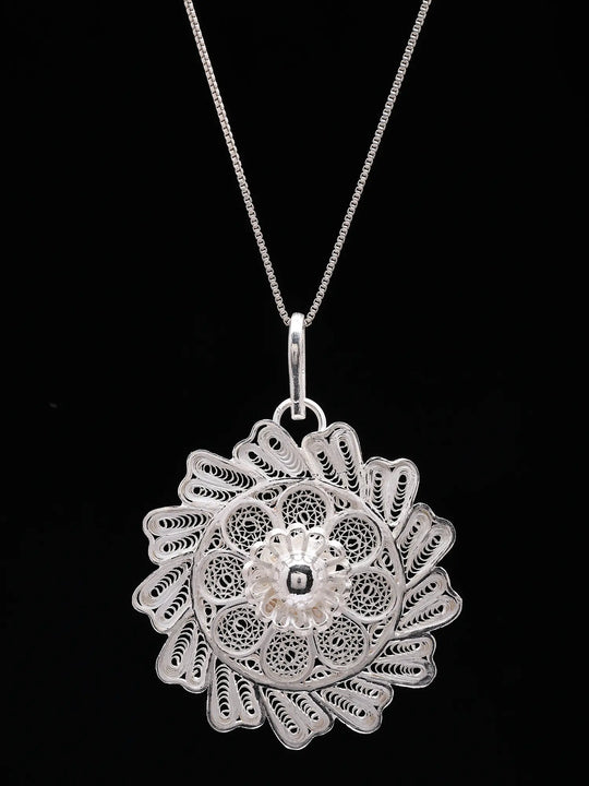 Superfine Floral Tarakasi Filigree Sterling Silver Pendant