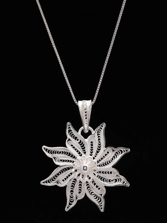 Floral Tarakasi Filigree Sterling Silver Pendant