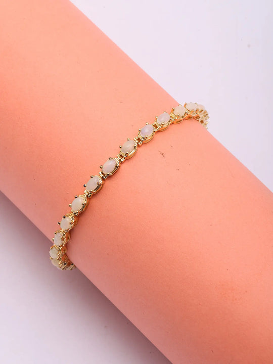 Faceted Ethiopian Opal Sterling Silver Tennis Bracelet