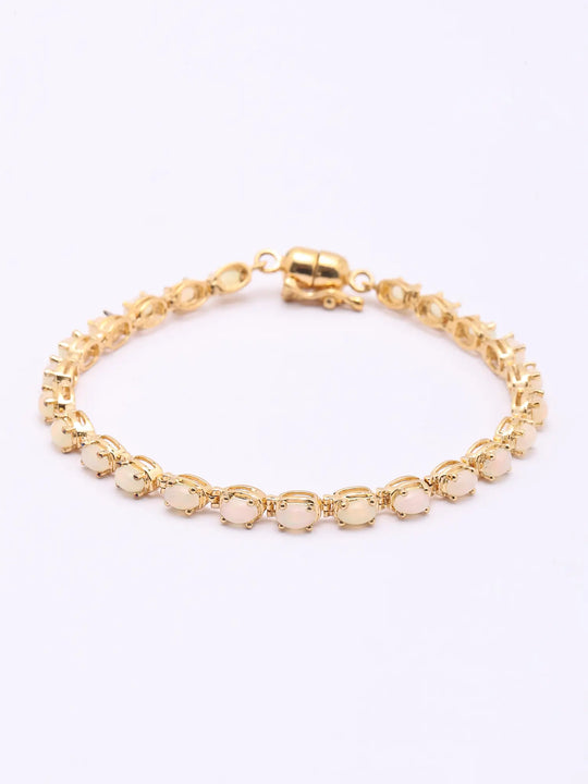 Faceted Ethiopian Opal Sterling Silver Tennis Bracelet