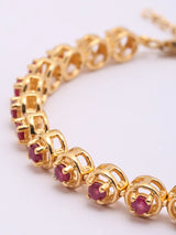Faceted Natural Ruby Sterling Silver Tennis Bracelet