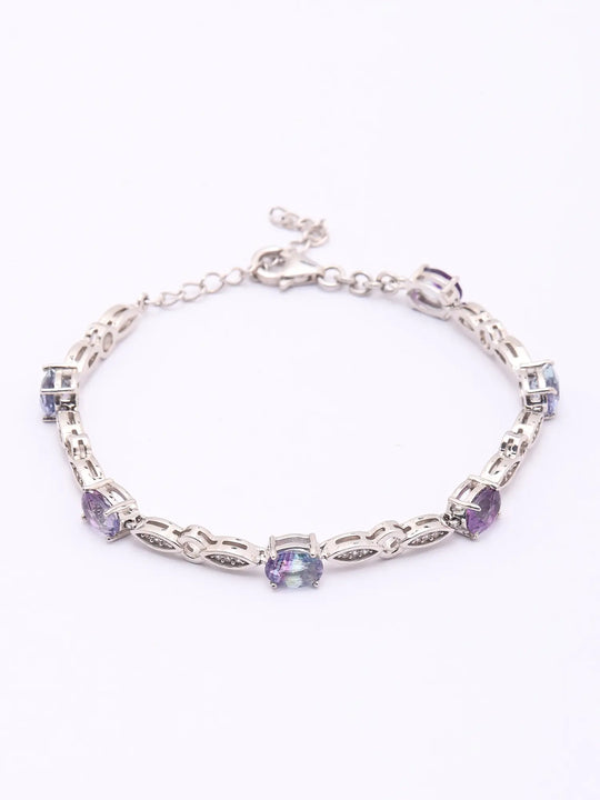 Faceted Fluorite and Sterling Silver Bracelet