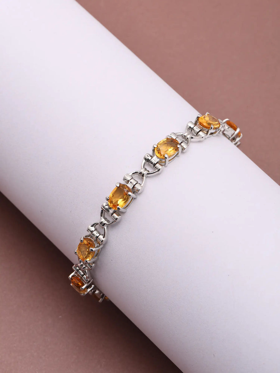 Faceted Citrine and Sterling Silver Bracelet