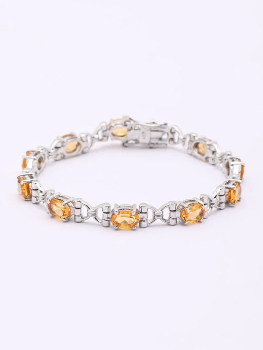 Faceted Citrine and Sterling Silver Bracelet