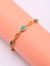 Emerald Leaf Sterling Silver Adjustable Bracelet