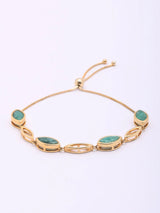 Emerald Leaf Sterling Silver Adjustable Bracelet