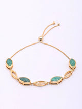 Emerald Leaf Sterling Silver Adjustable Bracelet