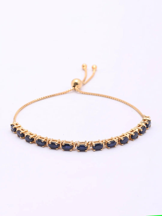 Faceted Blue Sapphire Sterling Silver Tennis Bracelet