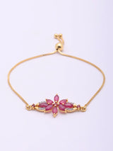 Ruby Floral Sterling Silver Adjustable Bracelet