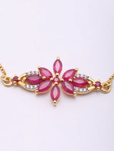Ruby Floral Sterling Silver Adjustable Bracelet