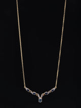Sapphire Blue Leaf Motif Sterling Silver Necklace