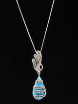 Turquoise and Marcasite Teardrop Sterling Silver Pendant