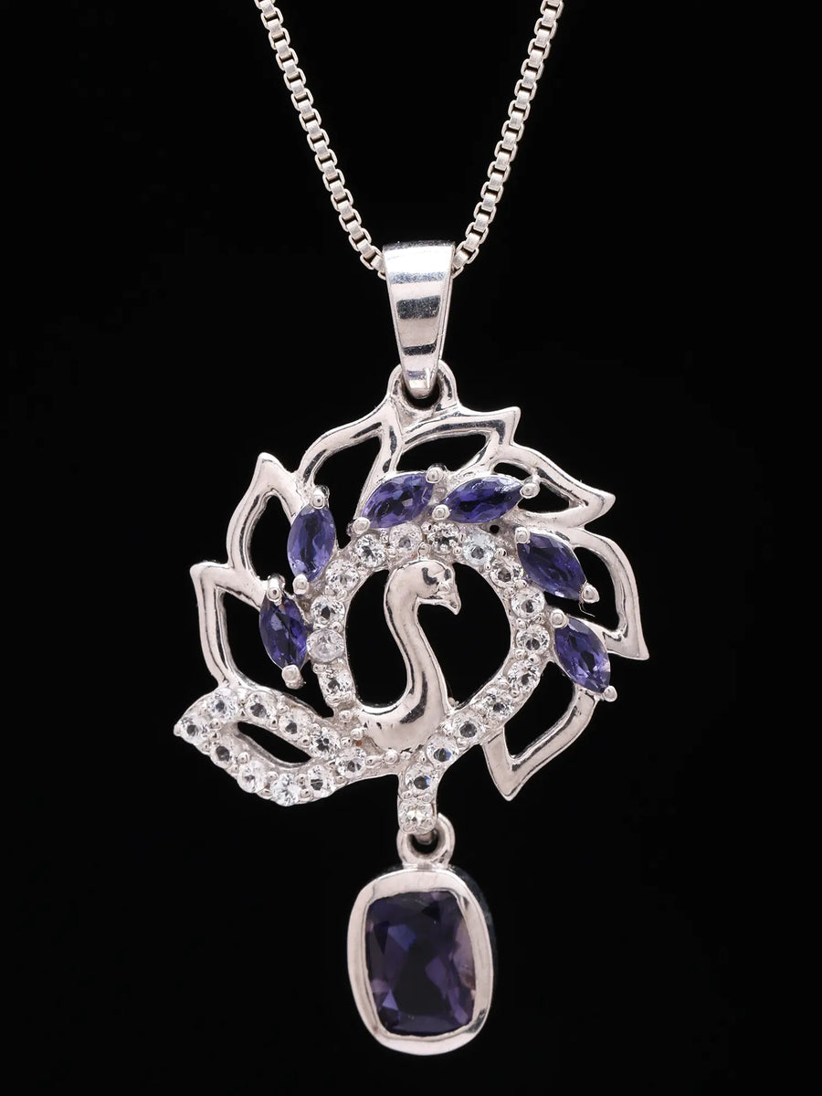Iolite Peacock Sterling Silver Pendant