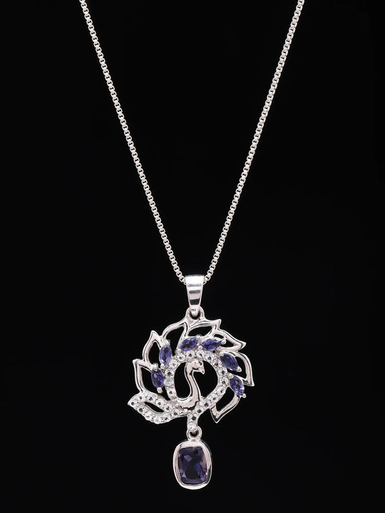 Iolite Peacock Sterling Silver Pendant