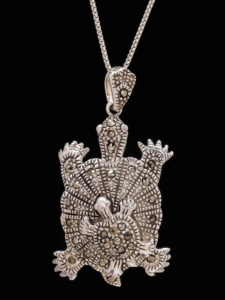 Marcasite Turtle Sterling Silver Pendant