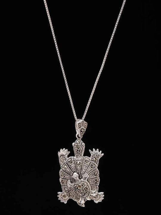 Marcasite Turtle Sterling Silver Pendant