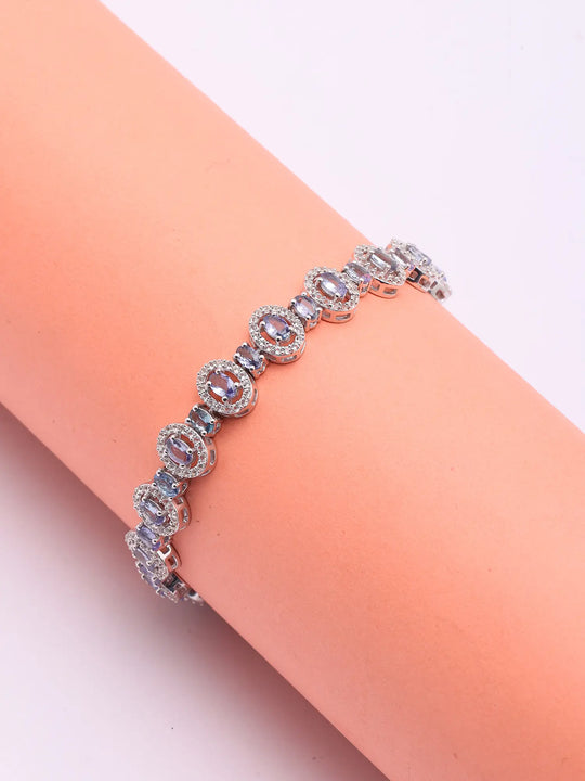Oval Faceted Tanzanite Sterling Silver Bracelet