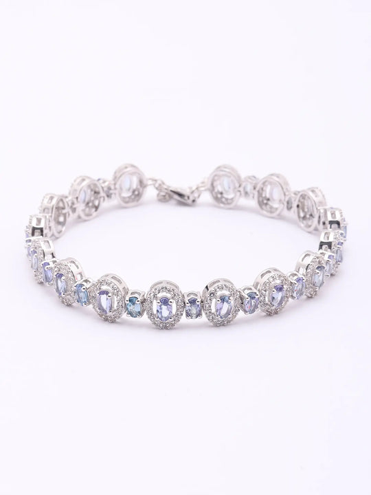 Oval Faceted Tanzanite Sterling Silver Bracelet