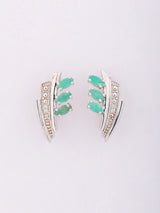 Faceted Emerald Sterling Silver Stud Earrings