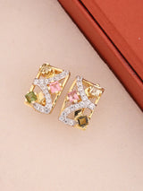 Geometric Multicolour Tourmaline Sterling Silver Stud Earrings