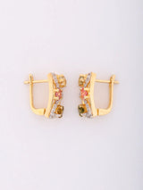 Geometric Multicolour Tourmaline Sterling Silver Stud Earrings