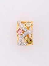 Geometric Multicolour Tourmaline Sterling Silver Stud Earrings