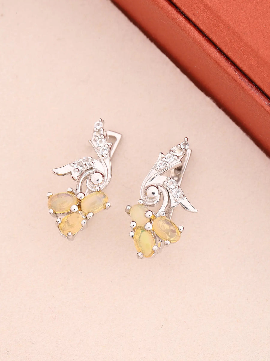 Faceted Ethiopian Opal Sterling Silver Stud Earrings