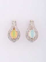 Faceted Ethiopian Opal Pear Cut Sterling Silver Earrings