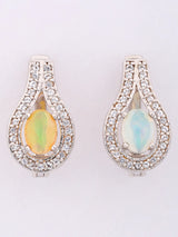 Faceted Ethiopian Opal Pear Cut Sterling Silver Earrings