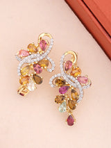 Multi-Gemstone and Cubic Zirconia Sterling Silver Stud Earrings