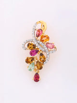 Multi-Gemstone and Cubic Zirconia Sterling Silver Stud Earrings