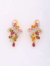 Multi-Gemstone and Cubic Zirconia Sterling Silver Stud Earrings