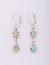 Ethiopian Opal Teardrop Sterling Silver Drop Earrings