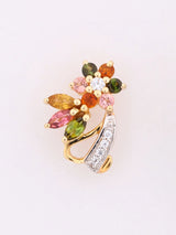 Green and Pink Tourmaline Floral Sterling Silver Stud Earrings
