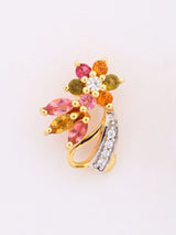 Green and Pink Tourmaline Floral Sterling Silver Stud Earrings