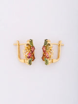 Multicolour Tourmaline Floral Sterling Silver Stud Earrings