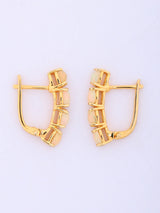 Ethiopian Opal Row Sterling Silver Stud Earrings