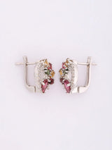 Multicolour Tourmaline and Cubic Zirconia Sterling Silver Stud Earrings
