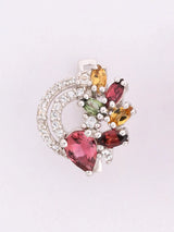 Multicolour Tourmaline and Cubic Zirconia Sterling Silver Stud Earrings