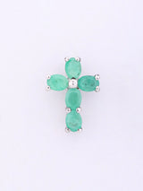 Emerald Cross Sterling Silver Stud Earrings
