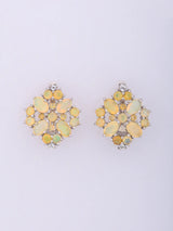 Ethiopian Opal Cluster Sterling Silver Stud Earrings