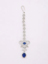 Sea Green American Diamond Teardrop Bridal Necklace Set with Maang Tikka