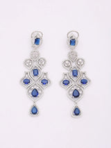 Royal Blue American Diamond Bridal Necklace Set with Maang Tikka