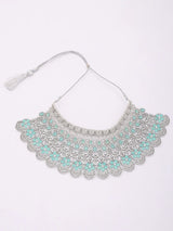 Floral American Diamond Bridal Necklace Set with Maang Tikka