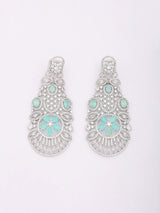 Floral American Diamond Bridal Necklace Set with Maang Tikka