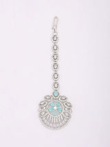 Floral American Diamond Bridal Necklace Set with Maang Tikka