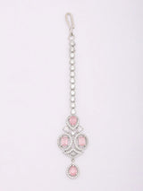 Teardrop Crystal Bridal Necklace Set with Maang Tikka