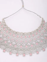Teardrop Crystal Bridal Necklace Set with Maang Tikka