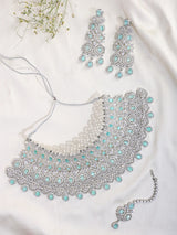 Teardrop Crystal Bridal Necklace Set with Maang Tikka