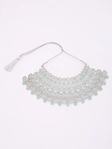 Teardrop Crystal Bridal Necklace Set with Maang Tikka